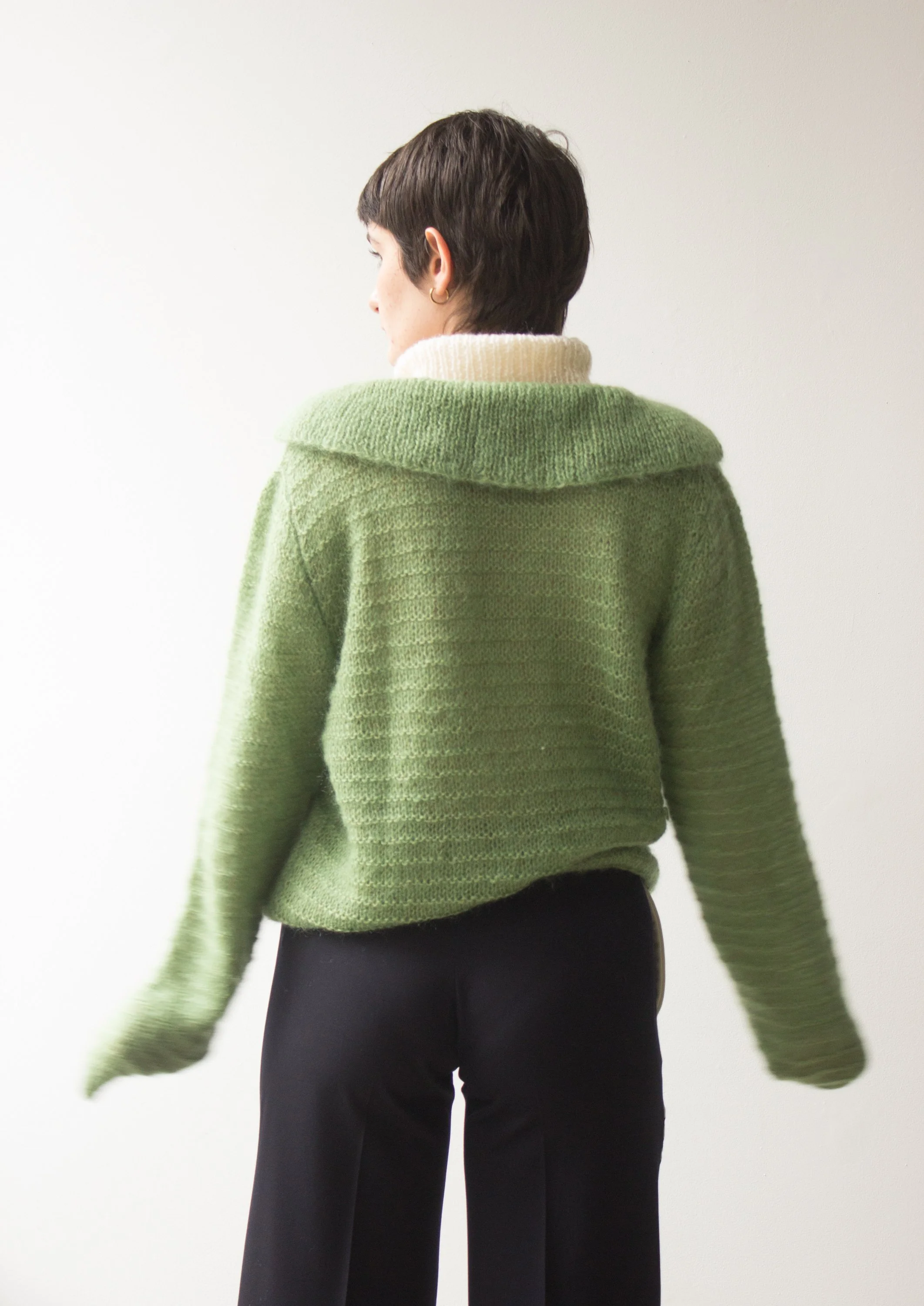 1980s Creme and Spring Green Mohair Sweater — Wayward Collection